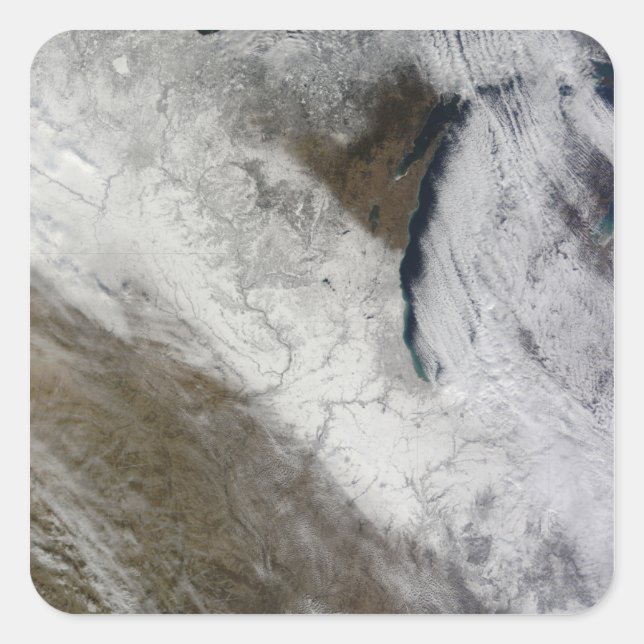 Satellite view of snow and cold square sticker (Front)
