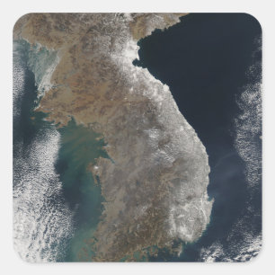 Satellite view of snowfall square sticker