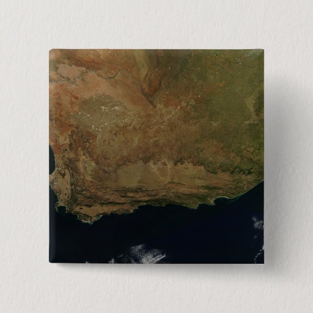 Satellite view of South Africa 15 Cm Square Badge (Front)