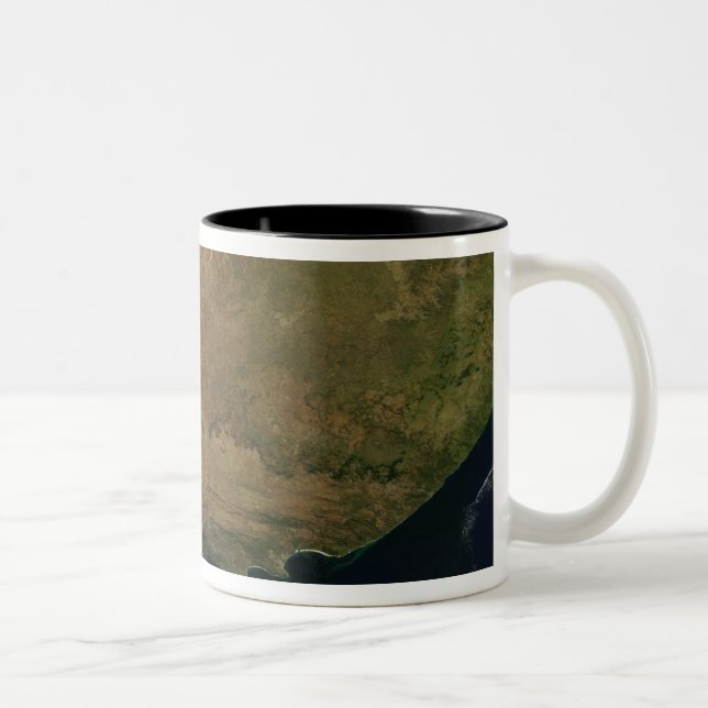 Satellite view of South Africa Two-Tone Coffee Mug (Right)