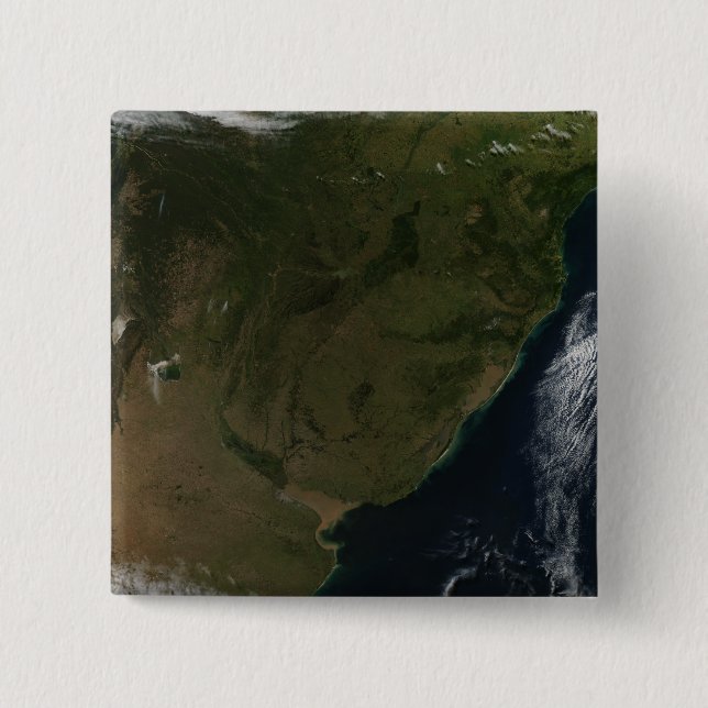 Satellite view of South America 15 Cm Square Badge (Front)