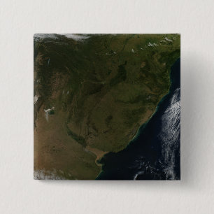Satellite view of South America 15 Cm Square Badge
