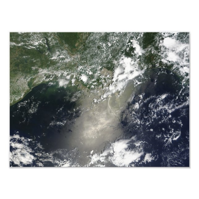 Satellite view of streaks and ribbons of oil photo print (Front)