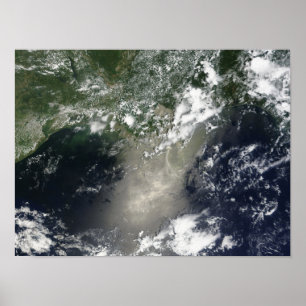 Satellite view of streaks and ribbons of oil poster