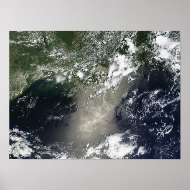 Satellite view of streaks and ribbons of oil poster (Front)