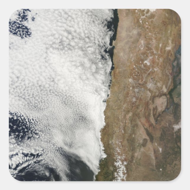 Satellite view of the Andes Mountains Square Sticker (Front)