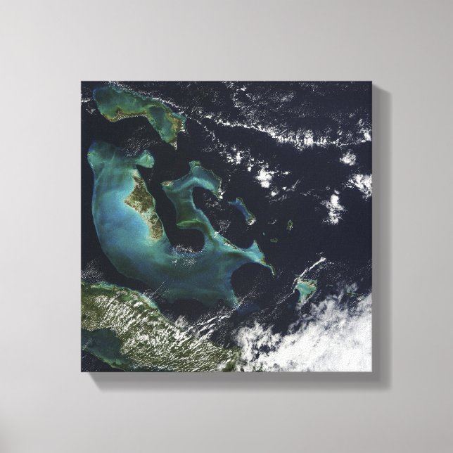 Satellite view of the Bahama Islands Canvas Print (Front)