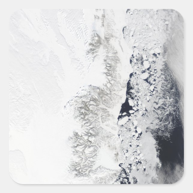 Satellite view of the eastern coast of Greenlan Square Sticker (Front)