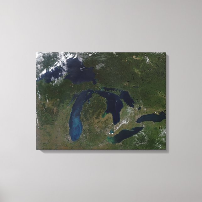 Satellite view of The Great Lakes Canvas Print (Front)