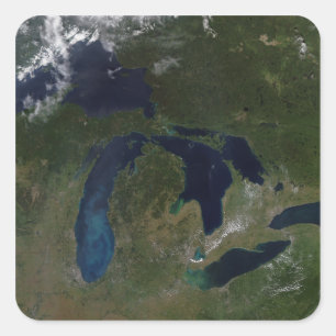 Satellite view of The Great Lakes Square Sticker