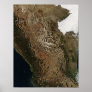 Satellite view of the landscape of central Mexi Poster