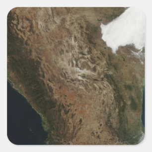 Satellite view of the landscape of central Mexi Square Sticker