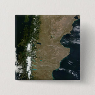 Satellite view of the Patagonia region 15 Cm Square Badge
