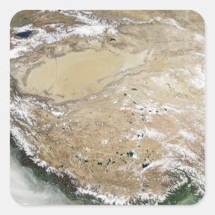 Satellite view of the Tibetan Plateau Square Sticker