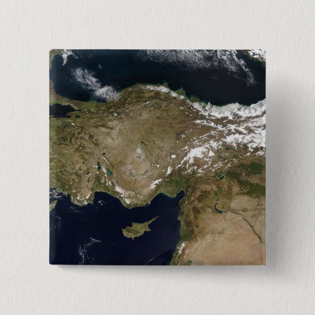 Satellite view of Turkey 15 Cm Square Badge (Front)