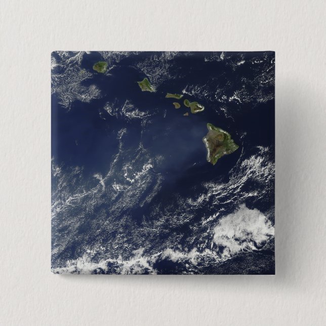 Satellite view of volcanic fog 15 cm square badge (Front)