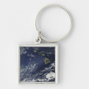 Satellite view of volcanic fog key ring