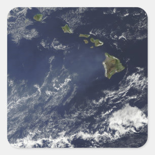 Satellite view of volcanic fog square sticker