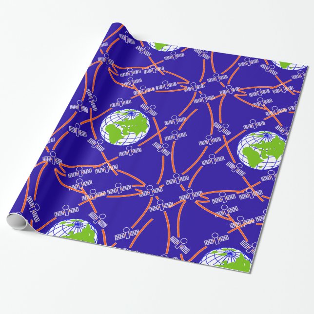 Satellites Orbiting Earth Wrapping Paper (Unrolled)