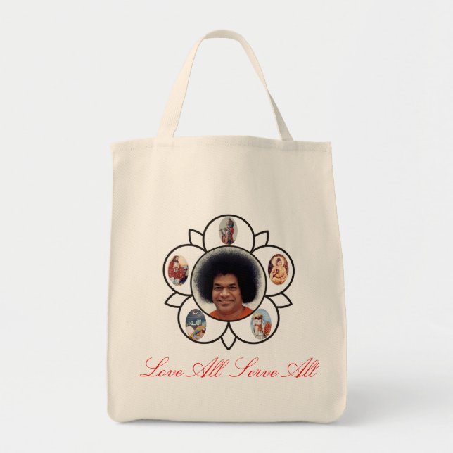 Sathya Sai Baba Portrait on Organic Cotton Bag (Front)