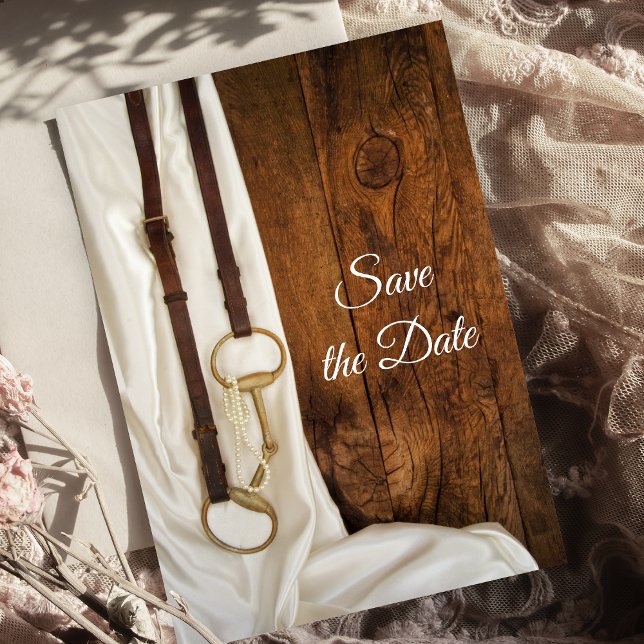 Satin and Horse Bit Western Wedding Save the Date Invitation (Creator Uploaded)
