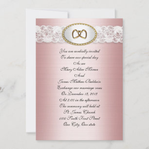 Satin and lace Wedding Invitation Pink
