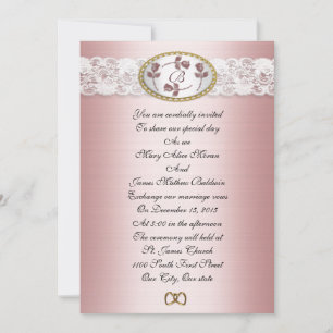 Satin and lace Wedding Monogram Invitation