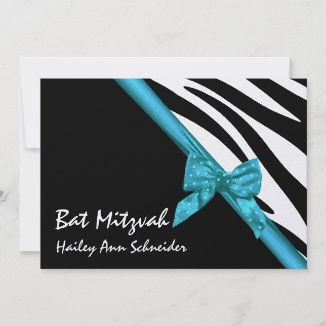 Satin and Stripes Bat Mitzvah Invitation (Front)