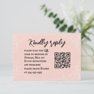 Satin Blush QR Code Wedding RSVP Card
