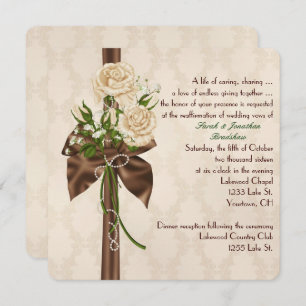 Satin Bow and Roses Vow Renewal Invitation