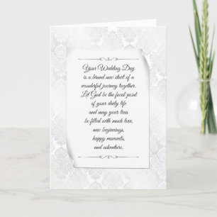Satin Damask Religious Wedding  Card