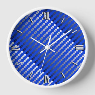 Satin dots - cobalt blue and pewter clock
