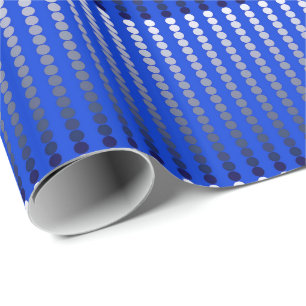 Satin dots - cobalt blue and pewter wrapping paper