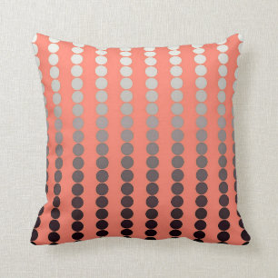 Satin dots - coral and pewter cushion