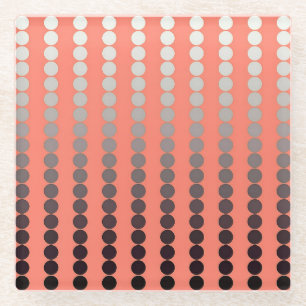 Satin dots - coral and pewter glass coaster