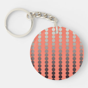 Satin dots - coral and pewter key ring