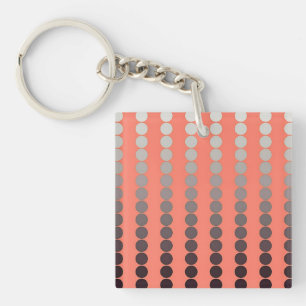 Satin dots - coral and pewter key ring
