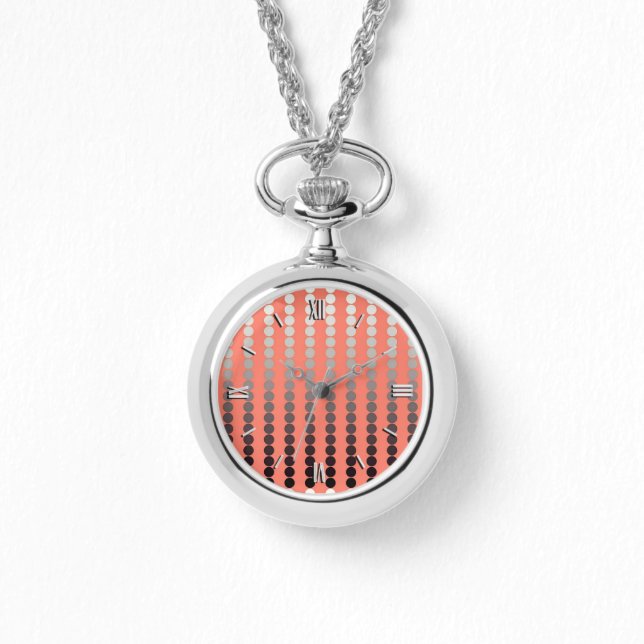 Satin dots - coral and pewter watch (Front)