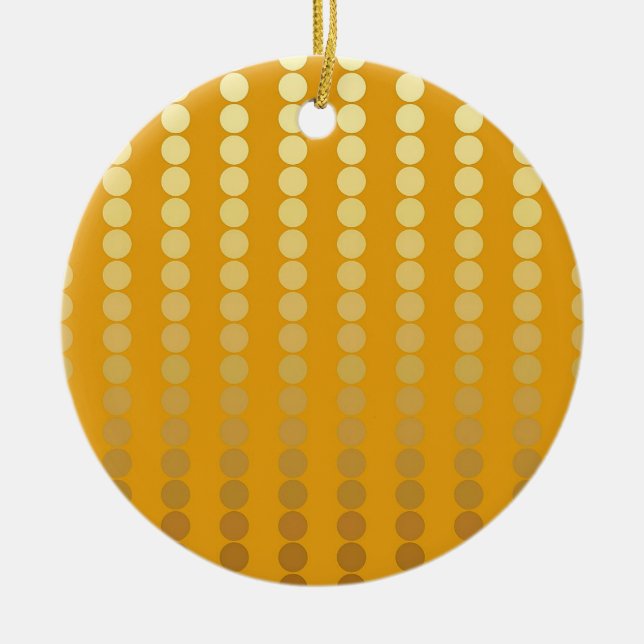 Satin dots - gold and mustard ceramic tree decoration (Front)