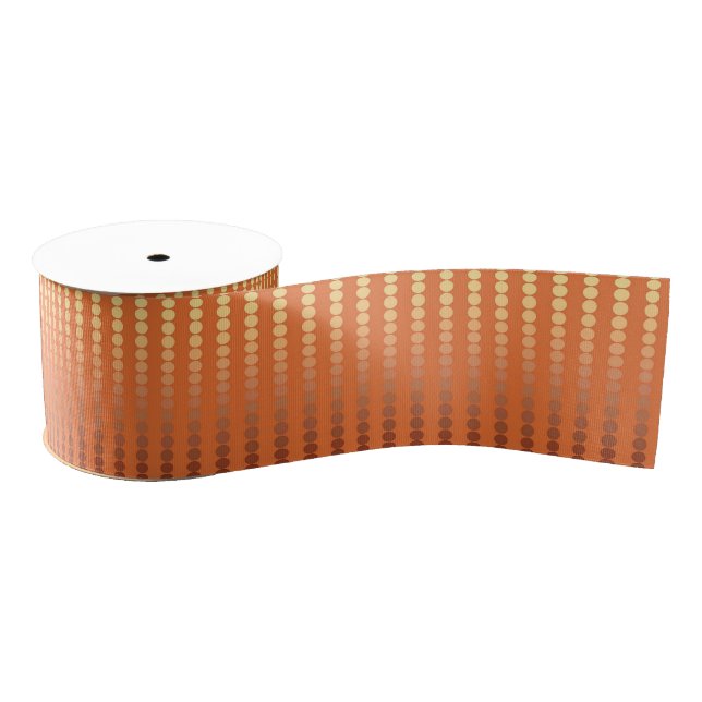 Satin Dots, Rust Brown and Gold Grosgrain Ribbon (Spool)