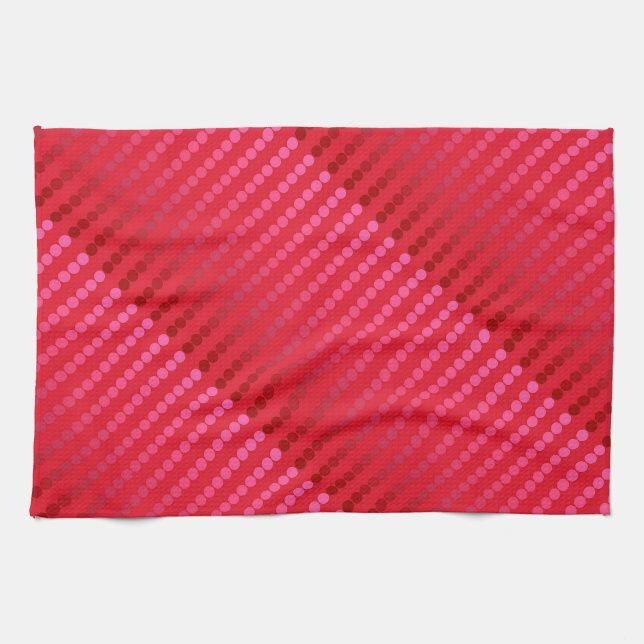 Satin dots - shades of deep red tea towel (Horizontal)