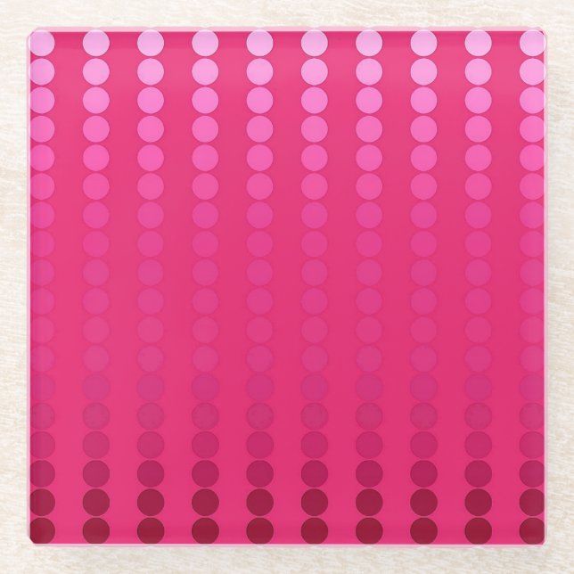 Satin dots - shades of fuchsia pink glass coaster (Front)
