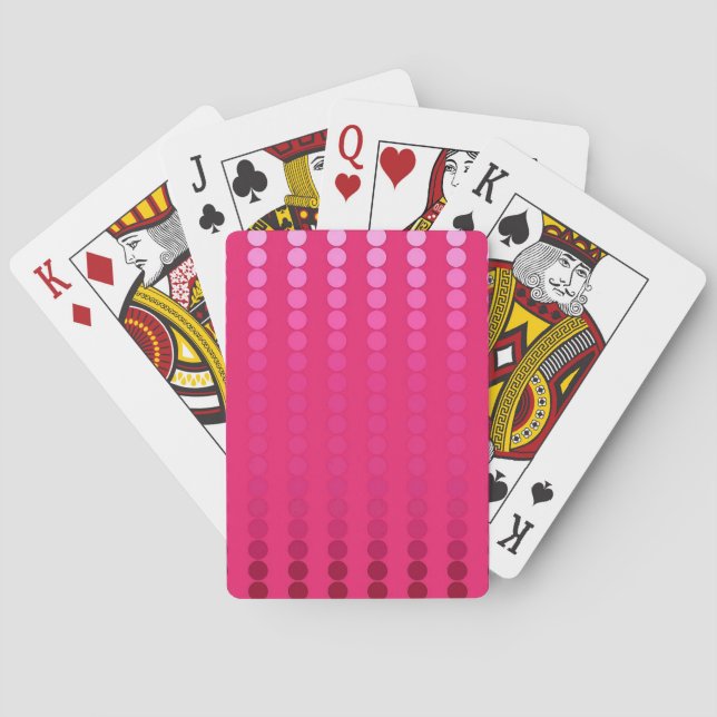 Satin dots - shades of fuchsia pink playing cards (Back)