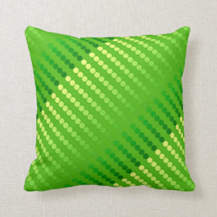 Satin dots - shades of lime green cushion