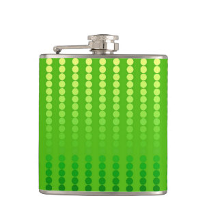 Satin dots - shades of lime green hip flask