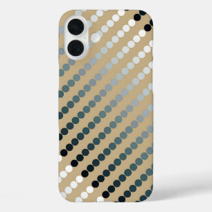 Satin dots - taupe and pewter grey iPhone 16 plus case