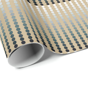 Satin dots - taupe and pewter grey wrapping paper
