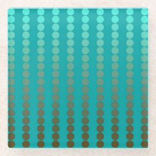Satin dots - turquoise and pewter grey glass coaster