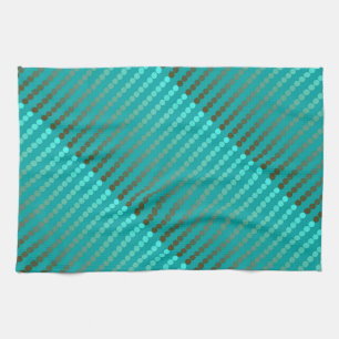 Satin dots - turquoise and pewter grey tea towel
