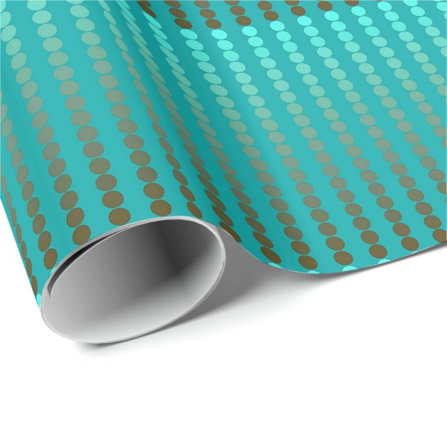 Satin dots - turquoise and pewter grey wrapping paper (Roll Corner)